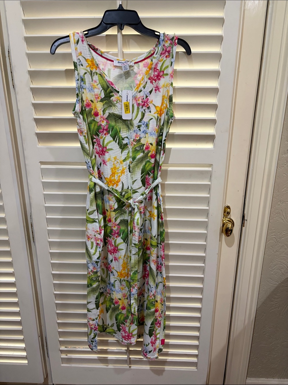 Tommy Bahama White Tropical Floral Midi Dress with Belt.Small NWT